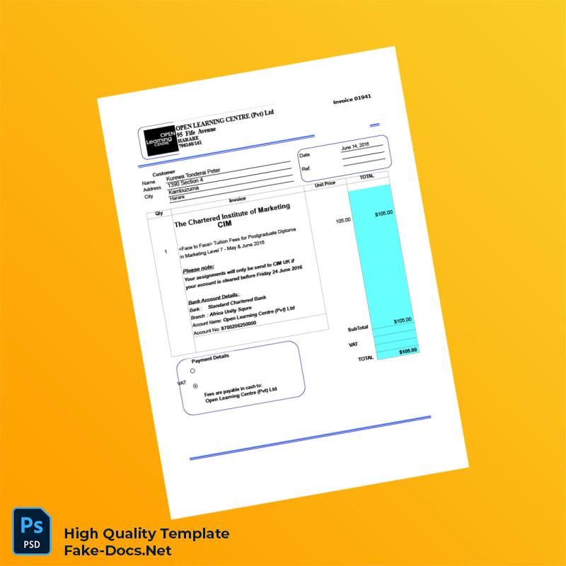 USA CIM Invoice Template in Word and PDF formats 6 page USA CIM Invoice Template in Word and PDF formats 6 page