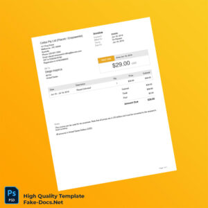 USA Ceiba Pty Ltd Invoice Template in Word and PDF formats