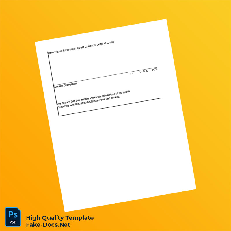 USA Commercial Invoice Template in Word and PDF formats 4 page USA Commercial Invoice Template in Word and PDF formats 4 page