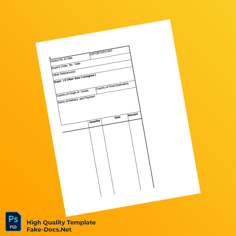 USA Commercial Invoice Template in Word and PDF formats 4 page USA Commercial Invoice Template in Word and PDF formats 4 page