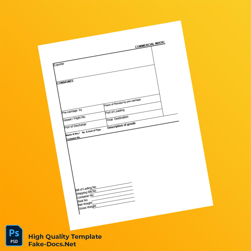 USA Commercial Invoice Template in Word and PDF formats 4 page USA Commercial Invoice Template in Word and PDF formats 4 page