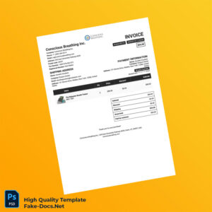USA Conscious Breathing Inc Invoice Template in Word and PDF formats USA Conscious Breathing Inc Invoice Template in Word and PDF formats