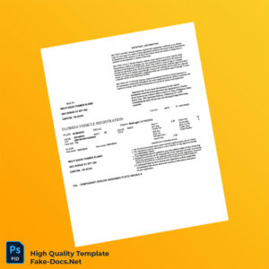 USA Department of Highway Safety and Motor Vehicles Vehicle Registration Certificate Template in Word and PDF formats USA Department of Highway Safety and Motor Vehicles Vehicle Registration Certificate Template in Word and PDF formats