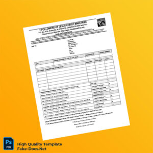 USA Followers of Jesus Christ Ministries Invoice Template in Word and PDF formats 2 page USA Followers of Jesus Christ Ministries Invoice Template in Word and PDF formats 2 page