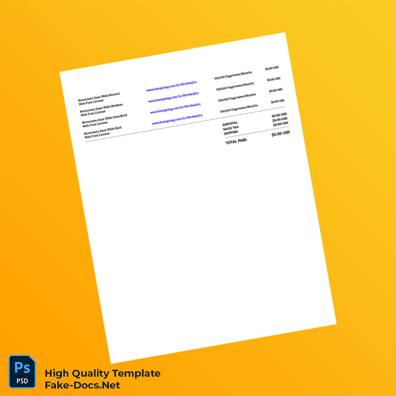 USA Fontspring Invoice Template in Word and PDF formats 2 page USA Fontspring Invoice Template in Word and PDF formats 2 page