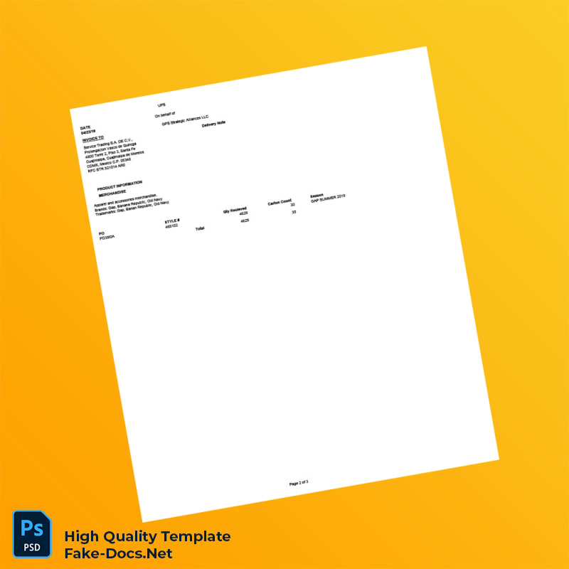 USA GPS Strategic Alliances LLC Commercial Invoice Template in Word and PDF formats 3 page USA GPS Strategic Alliances LLC Commercial Invoice Template in Word and PDF formats 3 page