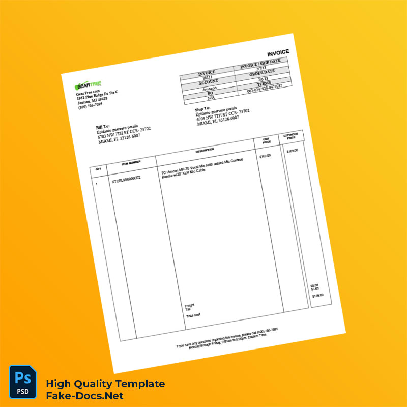 USA GearTree com Invoice Template in Word and PDF formats USA GearTree com Invoice Template in Word and PDF formats