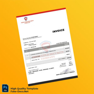 USA Gold Security Company Invoice Template in Word and PDF formats USA Gold Security Company Invoice Template in Word and PDF formats