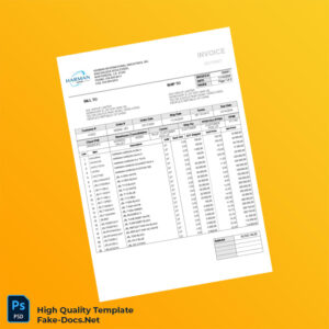 USA Harman International Industries Inc Invoice Template in Word and PDF formats 3 page USA Harman International Industries Inc Invoice Template in Word and PDF formats 3 page