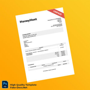 USA HoneyHost LLC Invoice Template in Word and PDF formats USA HoneyHost LLC Invoice Template in Word and PDF formats