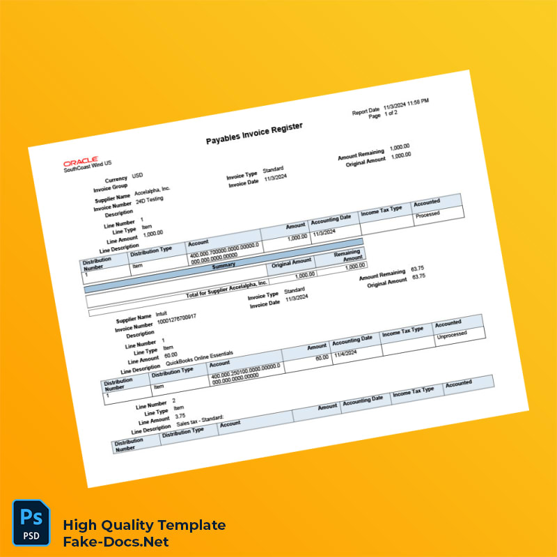 USA Intuit Invoice Template in Word and PDF formats 3 page USA Intuit Invoice Template in Word and PDF formats 3 page