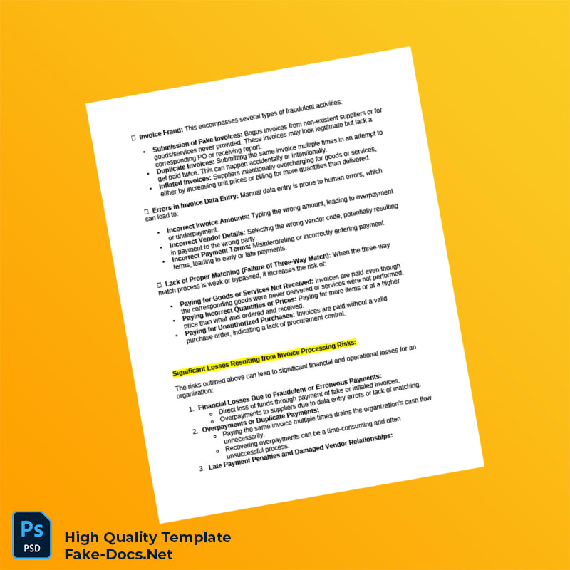 USA Invoice Processing Template in Word and PDF formats 4 page USA Invoice Processing Template in Word and PDF formats 4 page