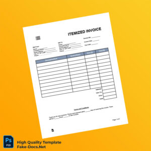 USA Itemized Invoice Template in Word and PDF formats 2 page USA Itemized Invoice Template in Word and PDF formats 2 page