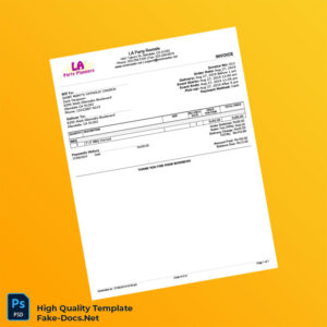 USA LA Party Rentals Invoice Template in Word and PDF formats