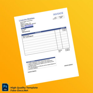 USA Livewire Mobiles Invoice Template in Word and PDF formats 5 page USA Livewire Mobiles Invoice Template in Word and PDF formats 5 page