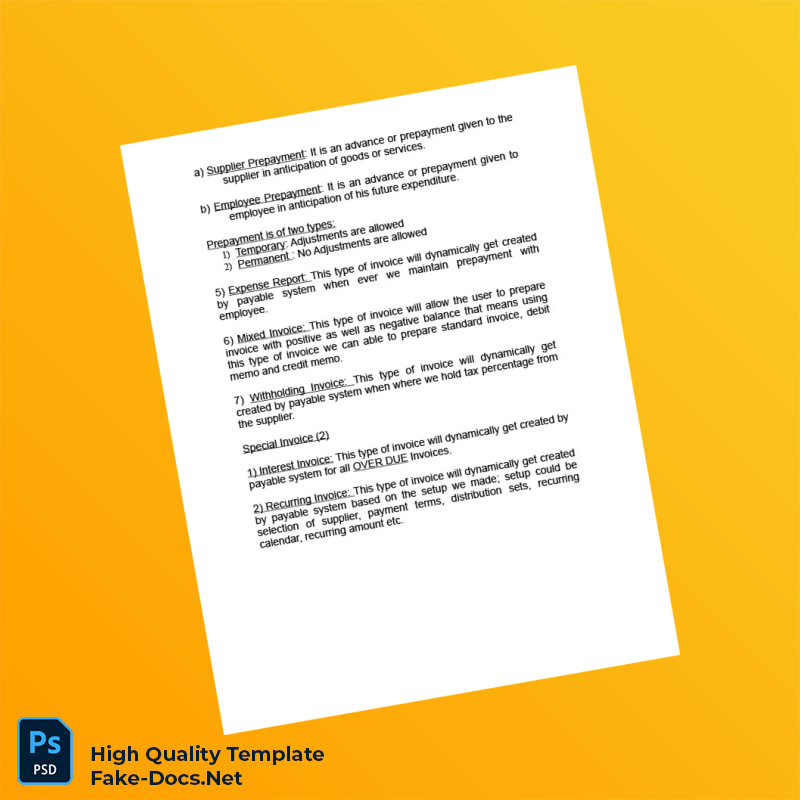 USA Payables Invoice Types Guide Template in Word and PDF formats 2 page USA Payables Invoice Types Guide Template in Word and PDF formats 2 page