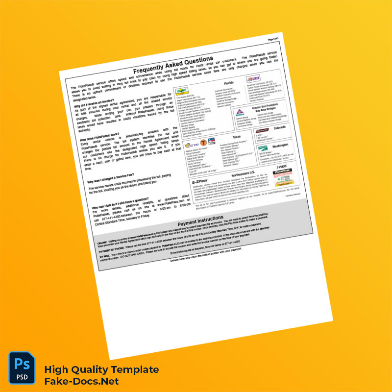 USA PlatePass LLC Invoice Template in Word and PDF formats 3 page USA PlatePass LLC Invoice Template in Word and PDF formats 3 page