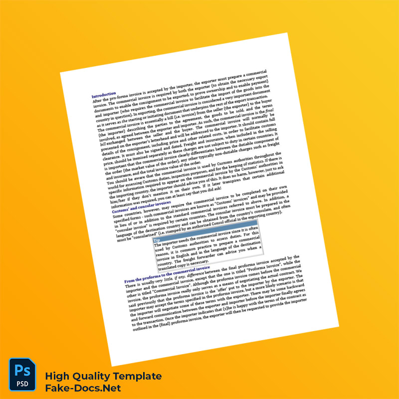 USA Proforma Invoice Template in Word and PDF formats 8 page USA Proforma Invoice Template in Word and PDF formats 8 page