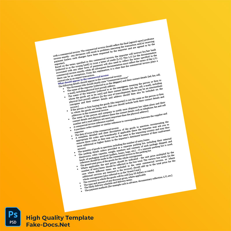 USA Proforma Invoice Template in Word and PDF formats 8 page USA Proforma Invoice Template in Word and PDF formats 8 page