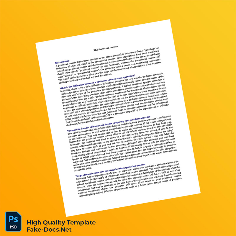 USA Proforma Invoice Template in Word and PDF formats 8 page USA Proforma Invoice Template in Word and PDF formats 8 page