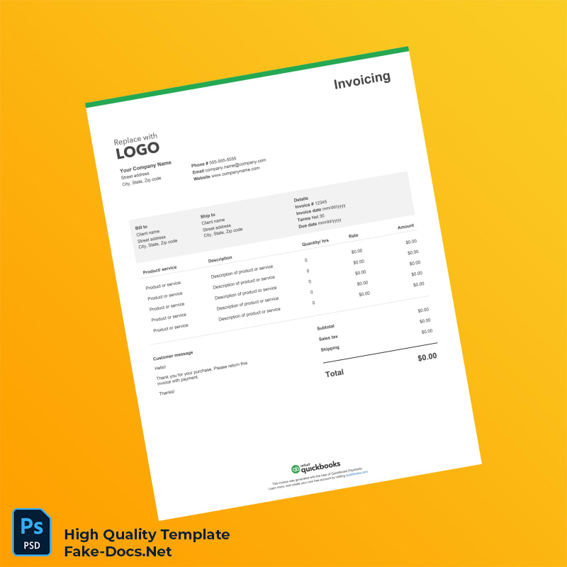 USA QuickBooks Invoice Template in Word and PDF formats 2 page USA QuickBooks Invoice Template in Word and PDF formats 2 page
