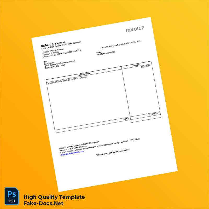 USA Richard J Layman Invoice Template in Word and PDF formats USA Richard J Layman Invoice Template in Word and PDF formats