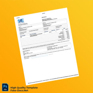 USA SAE Invoice Template in Word and PDF formats USA SAE Invoice Template in Word and PDF formats