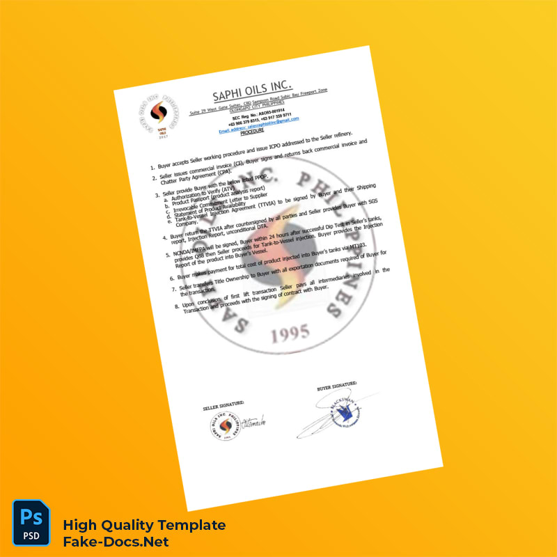 USA Saphi Oils Inc Commercial Invoice Template in Word and PDF formats 6 page USA Saphi Oils Inc Commercial Invoice Template in Word and PDF formats 6 page