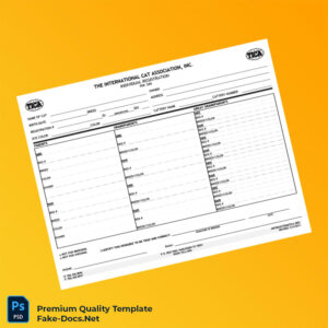 USA TICA Individual Registration Certificate Template (Word & PDF) 2 page