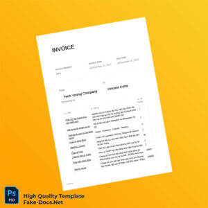 USA Tech Young Company Invoice Template in Word and PDF formats 3 page USA Tech Young Company Invoice Template in Word and PDF formats 3 page