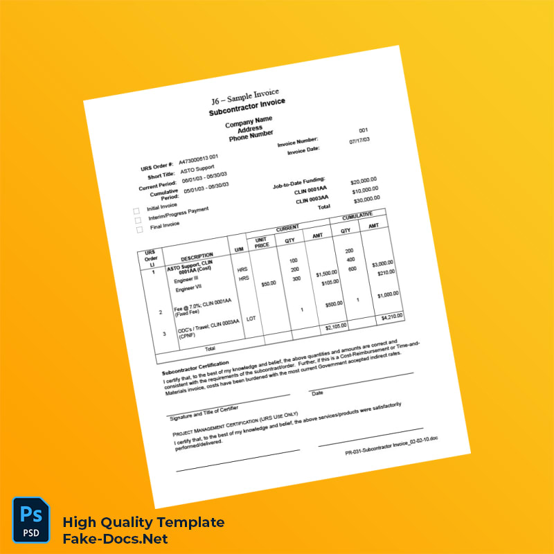 USA URS Invoice Template in Word and PDF formats 2 page USA URS Invoice Template in Word and PDF formats 2 page