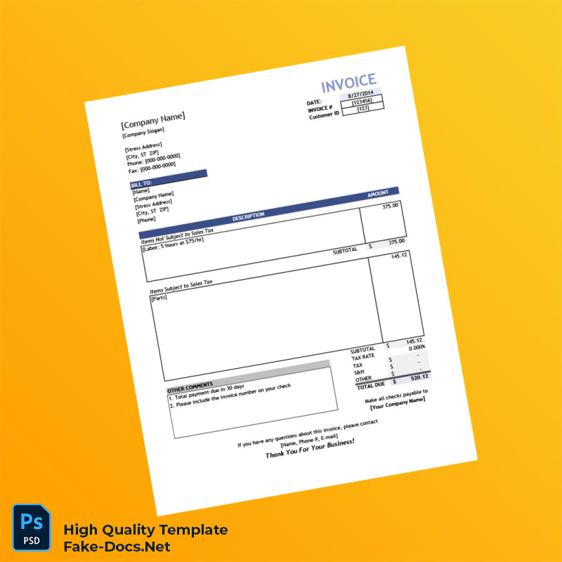 USA Vendor Company Invoice Template in Word and PDF formats 5 page USA Vendor Company Invoice Template in Word and PDF formats 5 page