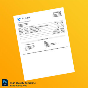 USA Vultr Invoice Template in Word and PDF formats USA Vultr Invoice Template in Word and PDF formats