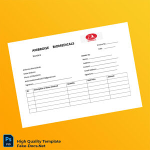 Uganda Ambroise Biomedicals Invoice Template in Word and PDF formats 2 page Uganda Ambroise Biomedicals Invoice Template in Word and PDF formats 2 page