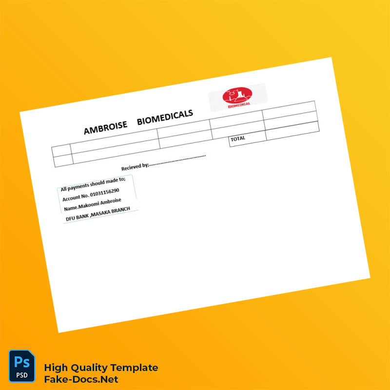 Uganda Ambroise Biomedicals Invoice Template in Word and PDF formats 2 page Uganda Ambroise Biomedicals Invoice Template in Word and PDF formats 2 page