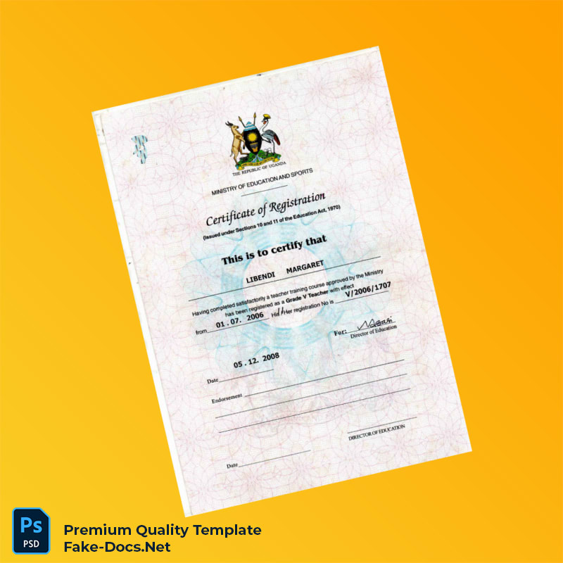 Uganda Ministry of Education Certificate of Registration Template (Word & PDF) Uganda Ministry of Education Certificate of Registration Template (Word & PDF)