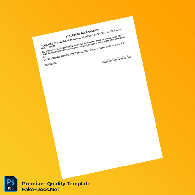 Uganda Registrar of Business Names Business Name Registration Certificate Template (Word & PDF) 3 page Uganda Registrar of Business Names Business Name Registration Certificate Template (Word & PDF) 3 page
