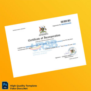 Uganda Registrar of Companies Certificate of Incorporation Template in Word and PDF formats Uganda Registrar of Companies Certificate of Incorporation Template in Word and PDF formats