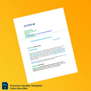 United Arab Emirates Aster Medical Centre Employment Verification Letter Template (Word & PDF) 7 page