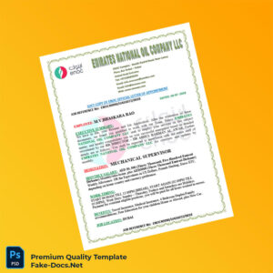 United Arab Emirates Emirates National Oil Company LLC Employment Verification Letter Template (Word & PDF) 5 page