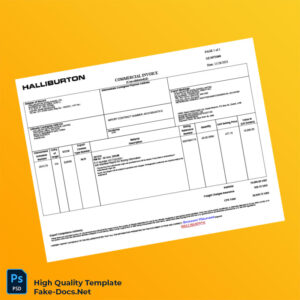 United Arab Emirates Halliburton Commercial Invoice Template in Word and PDF formats United Arab Emirates Halliburton Commercial Invoice Template in Word and PDF formats
