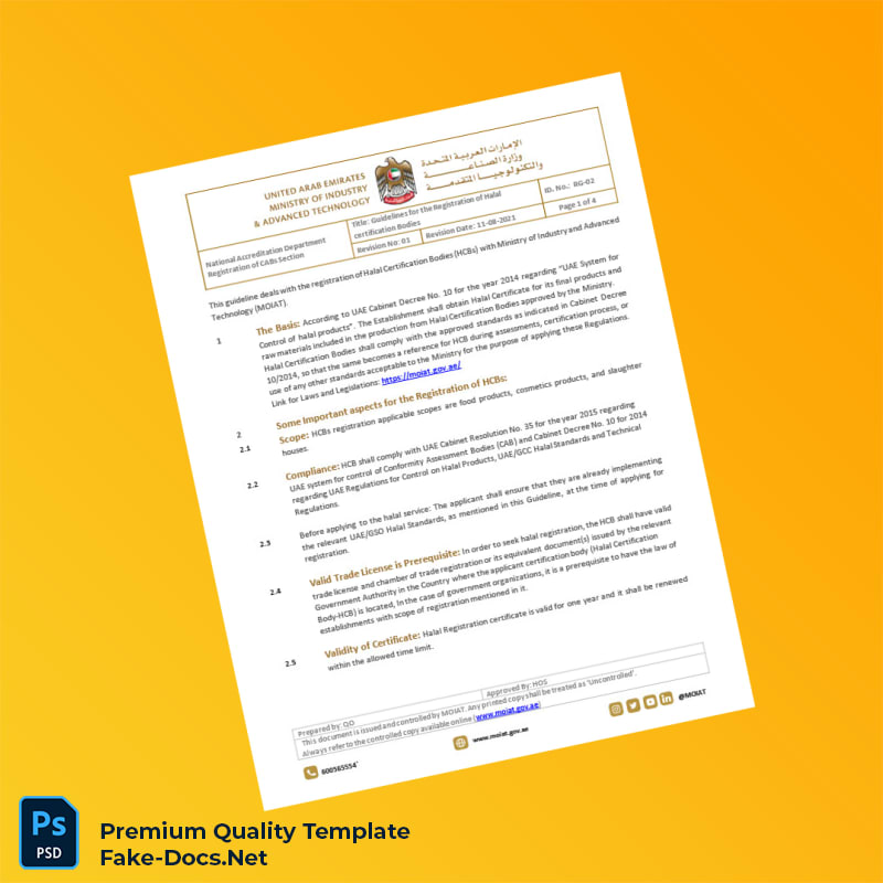 United Arab Emirates Ministry of Industry and Advanced Technology Editable Registration Guidelines Template in Word and PDF form 4 page United Arab Emirates Ministry of Industry and Advanced Technology Editable Registration Guidelines Template in Word and PDF form 4 page