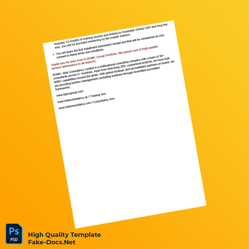 United Kingdom Bilal Consultancy Limited Invoice Template in Word and PDF formats 2 page United Kingdom Bilal Consultancy Limited Invoice Template in Word and PDF formats 2 page