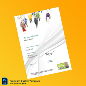 United Kingdom Charity Commission Charity Registration Certificate Template (Word & PDF) 2 page