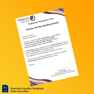 United Kingdom Clacton-On-Sea Seafront Hotel Employment Verification Letter Template (Word & PDF)