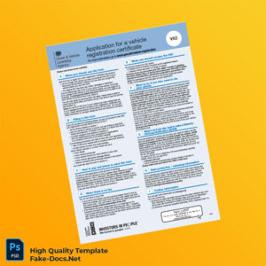 United Kingdom DVLA Application for a Registration Certificate Template in Word and PDF formats 2 page United Kingdom DVLA Application for a Registration Certificate Template in Word and PDF formats 2 page