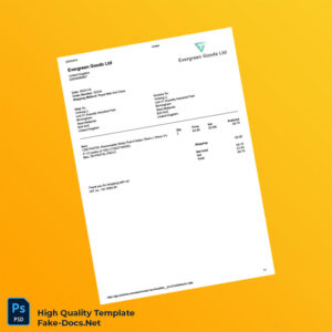 United Kingdom Evergreen Goods Ltd Invoice Template in Word and PDF formats United Kingdom Evergreen Goods Ltd Invoice Template in Word and PDF formats