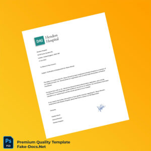 United Kingdom Hendon Hospital Employment Verification Letter Template (Word & PDF)