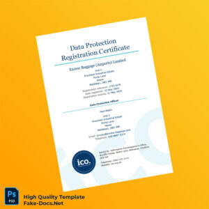 United Kingdom Information Commissioner s Office Data Protection Registration Certificate Template in Word and PDF formats United Kingdom Information Commissioner s Office Data Protection Registration Certificate Template in Word and PDF formats