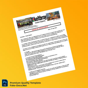 United Kingdom Keltbray Employment Verification Letter Template (Word & PDF) 2 page